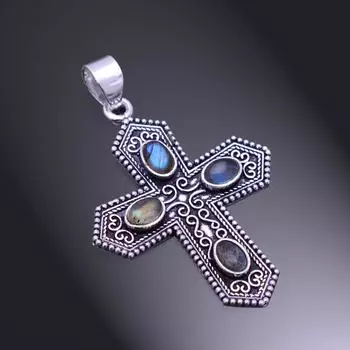 Подвеска из серебра 925 пробы с драгоценным камнем лабрадоритом, 3 дюйма, m9U12