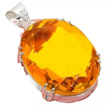 Подвеска из серебра 925 пробы с драгоценным камнем медовый топаз 2,17 дюйма AH-783 2.2 мёд