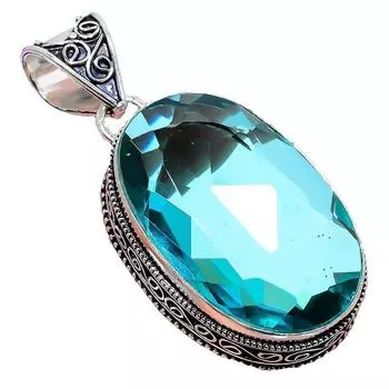 Подвеска из серебра 925 пробы с драгоценным камнем акваапатит 2,17 дюйма AH-832 2.2 цвет морской волны