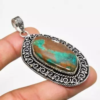 Подвеска из серебра 925 пробы с драгоценным камнем азурит, ручная работа, 2,34 дюйма 2.34 синий