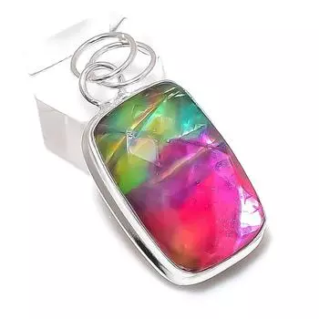 Подвеска из серебра 925 пробы с драгоценным камнем аммолитом 1,77 дюйма u6G72