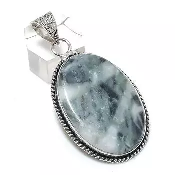 Подвеска из серебра 925 пробы с древесным агатом, 2,25 дюйма, A7y28