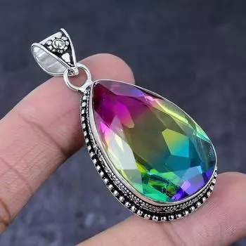 Подвеска из серебра 925 пробы с двухцветным турмалином, ручная работа, 2,25 дюйма, t8w19