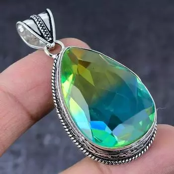 Подвеска из серебра 925 пробы с двухцветным турмалином, ручная работа, 2,21 дюйма I3k81