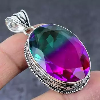 Подвеска из серебра 925 пробы с двухцветным турмалином, ручная работа, 2,17 дюйма j6q26