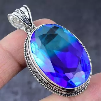 Подвеска из серебра 925 пробы с двухцветным турмалином, ручная работа, 2,05 дюйма, i9r32