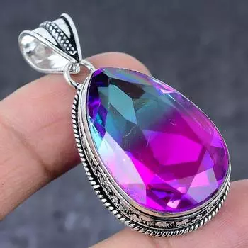 Подвеска из серебра 925 пробы с двухцветным турмалином, ручная работа, 2,05 дюйма, u3W71