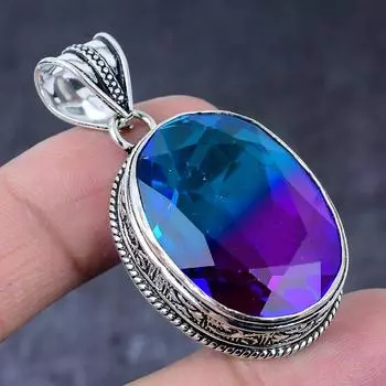 Подвеска из серебра 925 пробы с двухцветным турмалином, ручная работа, 1,97 дюйма, g5H31