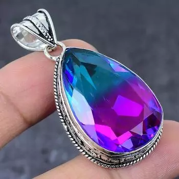 Подвеска из серебра 925 пробы с двухцветным турмалином, ручная работа, 2,09 дюйма v1n92