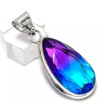 Подвеска из серебра 925 пробы с двухцветным турмалином, ручная работа, 1,85 дюйма, O8Z40