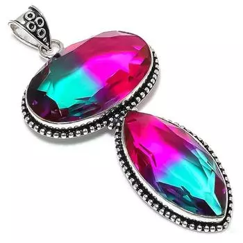 Подвеска из серебра 925 пробы с двухцветным турмалином, ручная работа, 3,55 дюйма k9j72