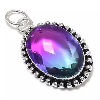 Подвеска из серебра 925 пробы с двухцветным турмалином, ручная работа, 2,01 дюйма, M3l51