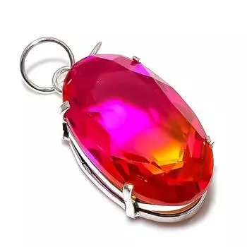 Подвеска из серебра 925 пробы с двухцветным турмалином, ручная работа, 1,97 дюйма O1j65