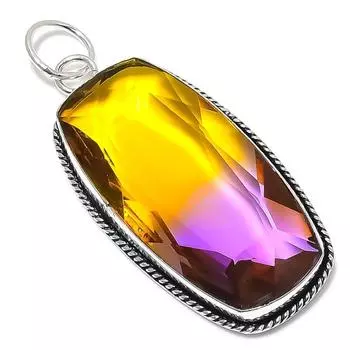 Подвеска из серебра 925 пробы с двухцветным турмалином, ручная работа, 2,92 дюйма E1Y84