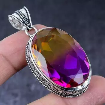 Подвеска из серебра 925 пробы с двухцветным турмалином и драгоценным камнем 2,29 дюйма L2t20