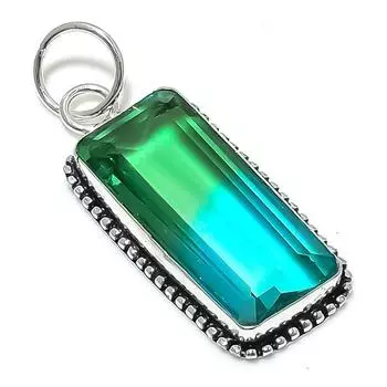 Подвеска из серебра 925 пробы с двухцветным турмалином, ручная работа, 2,25 дюйма, V2a71