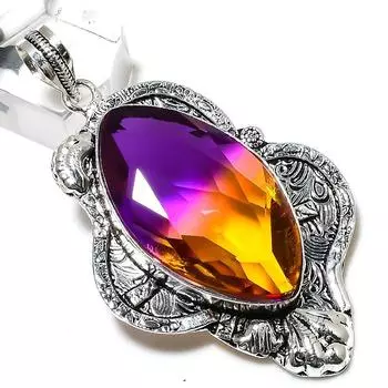 Подвеска из серебра 925 пробы с двухцветным турмалином, ручная работа, 2,64 дюйма, a3v09