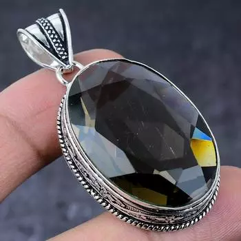 Подвеска из серебра 925 пробы с дымчатым кварцем, ручная работа, 2,21 дюйма, D1b29