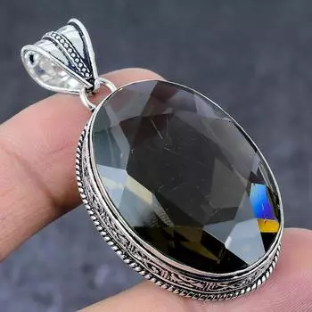 Подвеска из серебра 925 пробы с дымчатым кварцем, ручная работа, 2,25 дюйма, j3G55