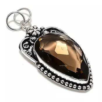 Подвеска из серебра 925 пробы с дымчатым топазом, ручная работа, 2,56 дюйма, D4M23