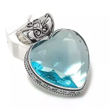 Подвеска из серебра 925 пробы с голубым топазом, ручная работа, 1,77 дюйма, S3z43