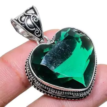 Подвеска из серебра 925 пробы с хромдиопсидом, ручная работа, 2,17 дюйма AH-791 2.2 зелёный