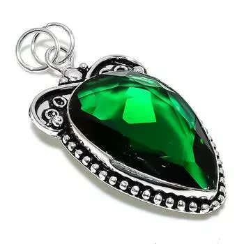 Подвеска из серебра 925 пробы с хромдиопсидом, ручная работа, 2,64 дюйма, s3L31