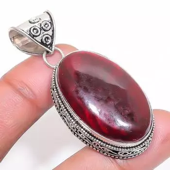 Подвеска из серебра 925 пробы с красным лабрадоритом ручной работы 2,05 дюйма W1O33