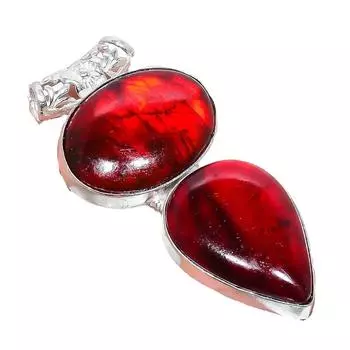 Подвеска из серебра 925 пробы с красным лабрадоритом, ручная работа, 2,17 дюйма AH-929 2.2 красный