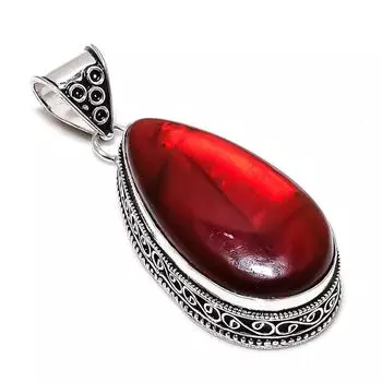 Подвеска из серебра 925 пробы с красным лабрадоритом, ручная работа, 2,40 дюйма, M1J07