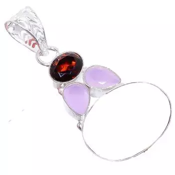 Подвеска из серебра 925 пробы с красным авантюрином и халцедоном 2,1 дюйма AH-3261 2.17 красный