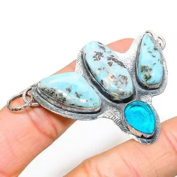 Подвеска из серебра 925 пробы с ларимаром Natural Republic, голубым топазом 2,05 дюйма l1q08