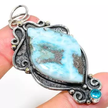 Подвеска из серебра 925 пробы с ларимаром Natural Republic, голубым топазом 2,76 дюйма Q3i85