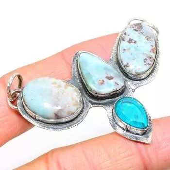 Подвеска из серебра 925 пробы с ларимаром Natural Republic, голубым топазом 2,09 дюйма C8O69