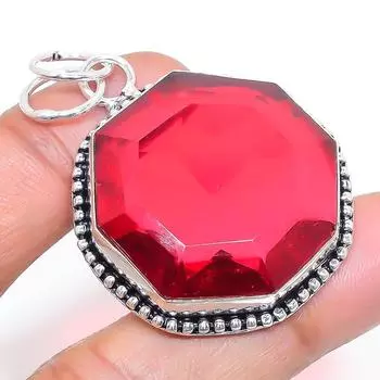 Подвеска из серебра 925 пробы с мозамбикским гранатом ручной работы 1,97 дюйма r2v45