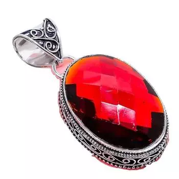 Подвеска из серебра 925 пробы с мозамбикским гранатом, 2,17 дюйма, AH-760 2.2 красный