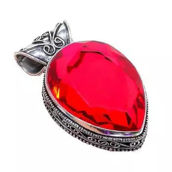 Подвеска из серебра 925 пробы с мозамбикским гранатом, 2,17 дюйма, AH-823 2.2 красный