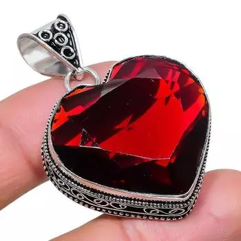 Подвеска из серебра 925 пробы с мозамбикским гранатом, 2,17 дюйма, AH-818 2.2 красный