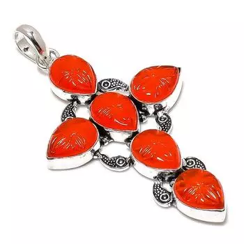 Подвеска из серебра 925 пробы с мозамбикским гранатом, ручная работа, 3,19 дюйма G8U97