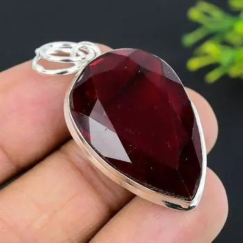 Подвеска из серебра 925 пробы с мозамбикским гранатом 1,89 дюйма b4W89