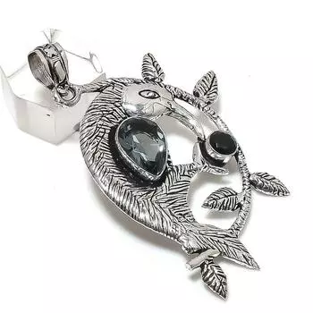 Подвеска из серебра 925 пробы с натуральным белым топазом и шпинелью 2,56 дюйма C1S16