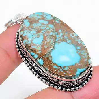 Подвеска из серебра 925 пробы с натуральной тибетской бирюзой 2,29 дюйма Q6R50