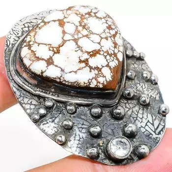 Подвеска из серебра 925 пробы с натуральным диким конем и топазом 2,01 дюйма E3Y25