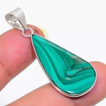 Подвеска из серебра 925 пробы с натуральным малахитом 1,77 дюйма h3Y32