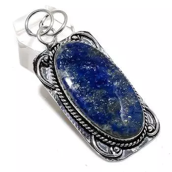 Подвеска из серебра 925 пробы с натуральным лазуритом, ручная работа, 2,44 дюйма, w5U51