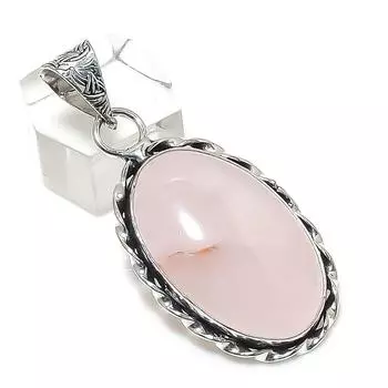 Подвеска из серебра 925 пробы с натуральным розовым кварцем 1,97 дюйма G7R08