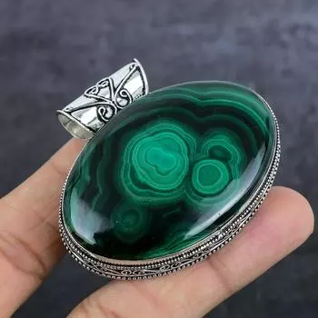 Подвеска из серебра 925 пробы с натуральным малахитом 2,01 дюйма l6N20