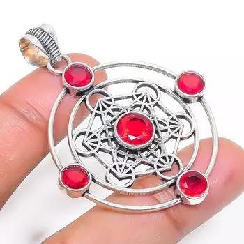 Подвеска из серебра 925 пробы с натуральным мозамбикским гранатом 2,17 дюйма D8U92