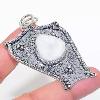 Подвеска из серебра 925 пробы с натуральным радужным лунным камнем 2,56 дюйма m1R54