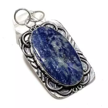 Подвеска из серебра 925 пробы с натуральным лазуритом, ручная работа, 2,56 дюйма J3f32